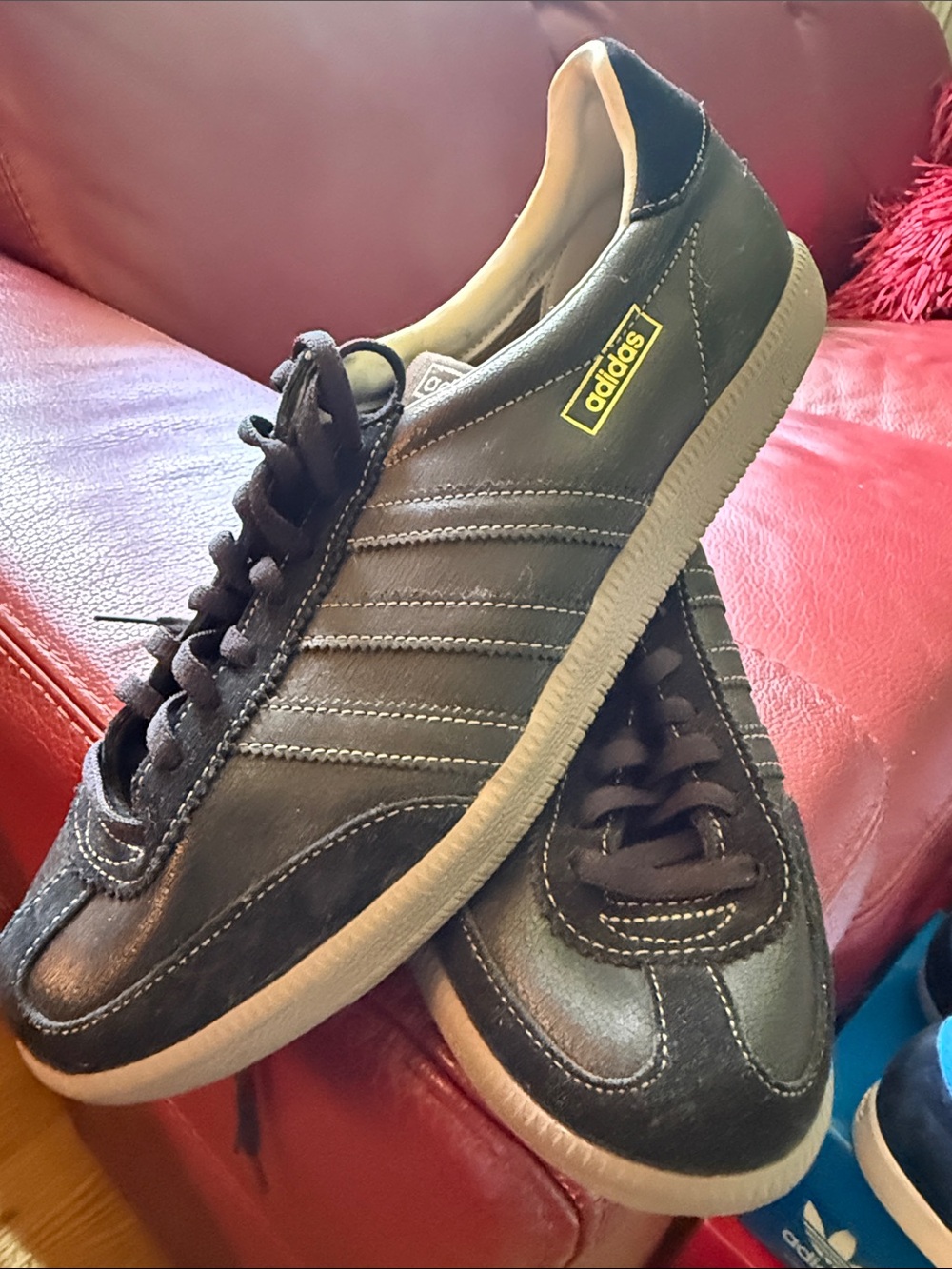 adidas Men’s Black Leather Low-Top Sneakers with White Sole